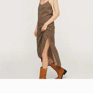 MANGO Polka Dot Brown Dress in S